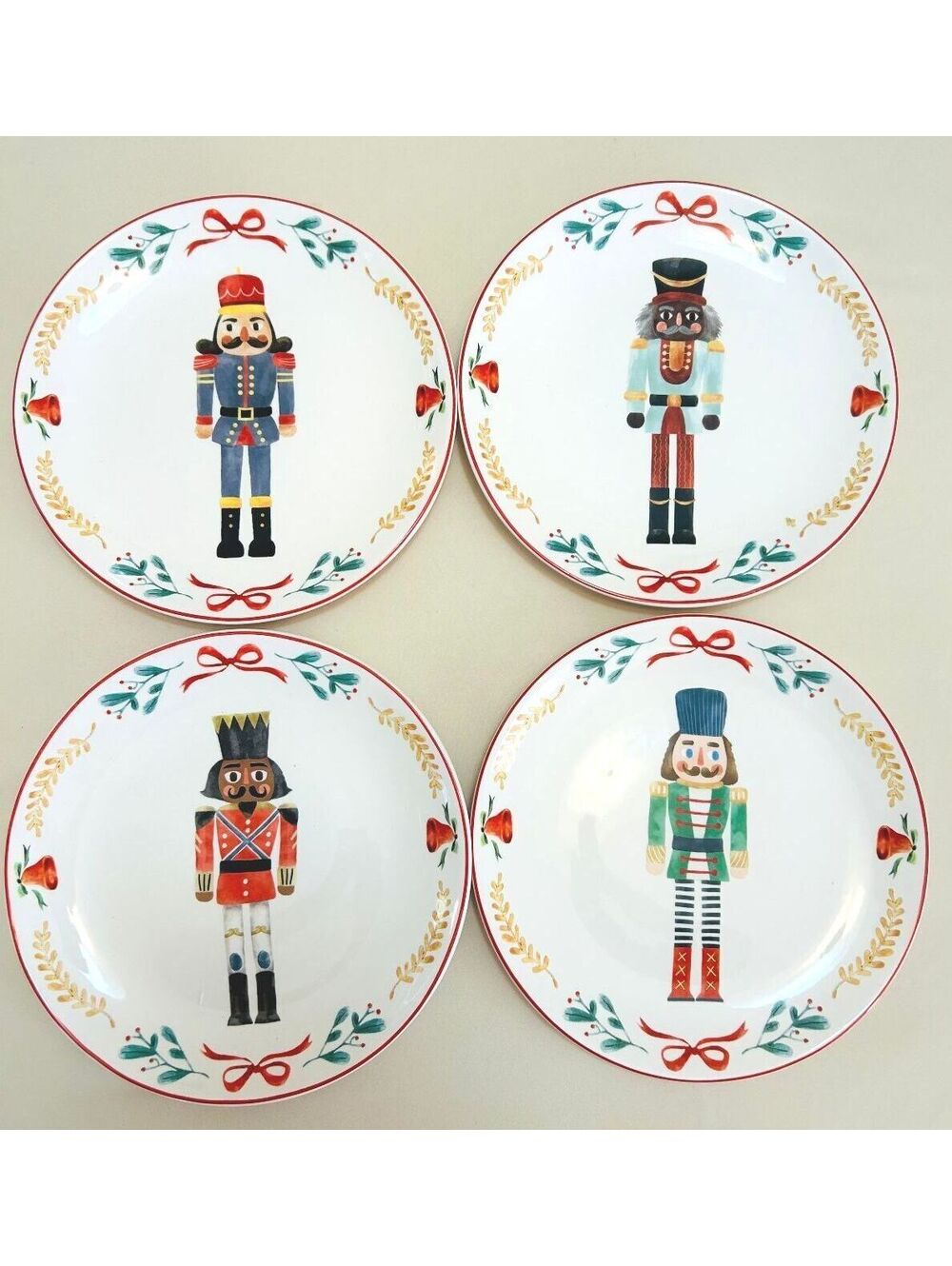 Nutcracker Christmas Plates Set of 4 Holiday Dessert Plates
